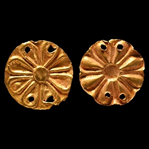 Greek Gold Floral Applique Pair