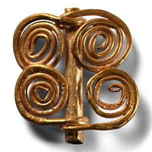 Mesopotamian Multi Spiral Gold Pendant Bead