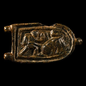 Late Roman Bronze Buckle-Plate with Combat Scene