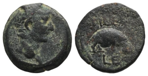 Tiberius AE Obol of Alexnadria, Egypt.