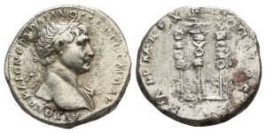 Trajan AR Tridrachm of Bostra, Arabia.