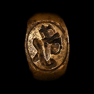 Medieval Bronze Ring with Profile Bust