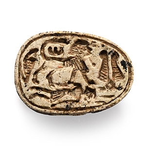 Large Egyptian Steatite Scarab with Sphinx
