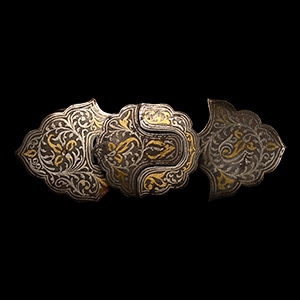 Mughal Inlaid Iron Sword Belt Buckle