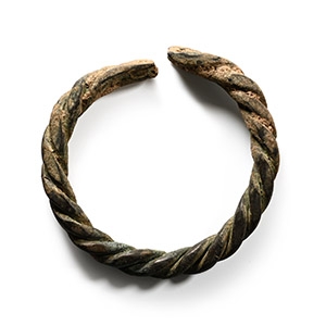 Viking Age Bronze Twisted Bracelet with Flattened Terminals