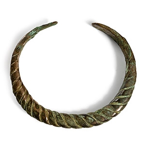 Viking Age Bronze Twisted Bracelet with Hatched Terminals