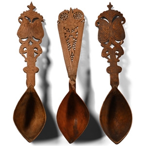 Large Persian Fruit Wood Sherbet Spoons