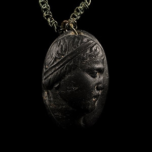 Roman Portrait Cameo with Bronze Chain