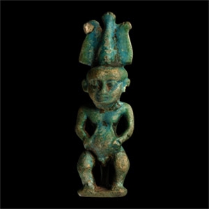 Egyptian Blue Glazed Pataikos Statuette