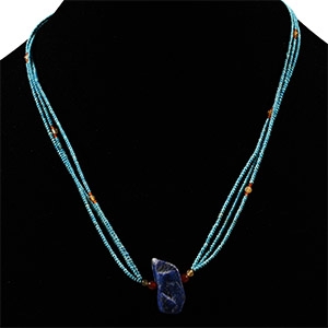 Bactrian Style Turquoise and Lapis Bead Necklace String