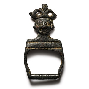 Medieval Bronze Buckle with Crowned Bust