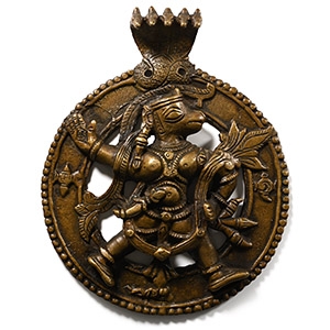 Indian Sacred Copper-alloy Plaque with Hindu God