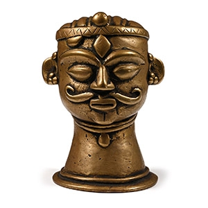 Indian Sacred Copper-Alloy Head of a Hindu God