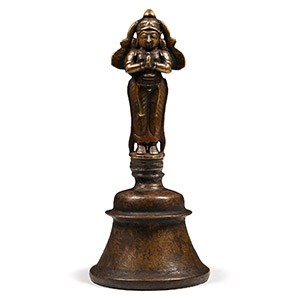Indian Sacred Copper-Alloy Bell with Hindu God Handle