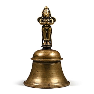 Indian Sacred Copper-Alloy Bell with Hindu God Handle