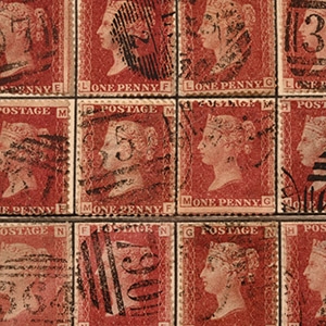 Framed Queen Victoria Penny Red Stamp Reconstructed Sheet AA - TL.