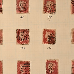 Queen Victoria One Penny Red Stamp Plate Numbers 71 - 224.