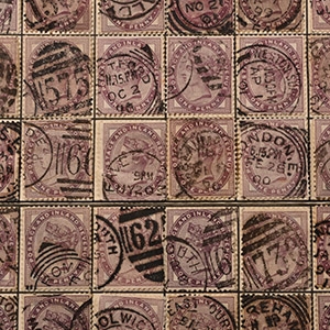 Queen Victoria One Penny Lilac Stamp Reconstructed Sheet.