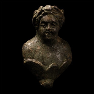 Roman Bronze Laureate Bust of Bacchus