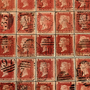 Queen Victoria Perforated Penny Red Stamp Reconstructed Sheet AA - TL.