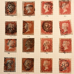 Queen Victoria Imperforated Penny Red Stamp Alphabets Display Sheet.