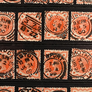 Queen Victoria Half Penny Orange Stamp Group.