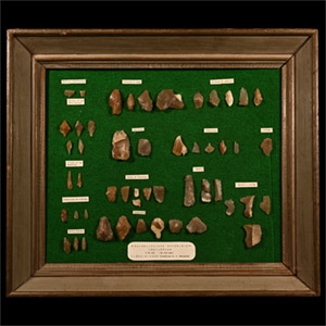 French Stone Age Large Framed Board of Gravettian Tools