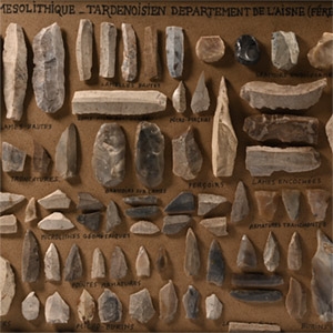 French Stone Age Framed Board of Mesolithic Tools