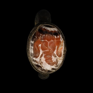 Sasanian Bronze Ring with Insect Gemstone