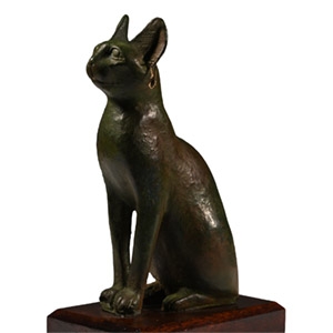 Egyptian Style Cat on Wooden Base