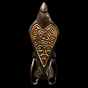 Viking Silver-Gilt Bird Pendant with Bearded Mask