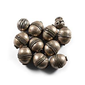 Western Asiatic Silver-Coloured Metal Bead Group