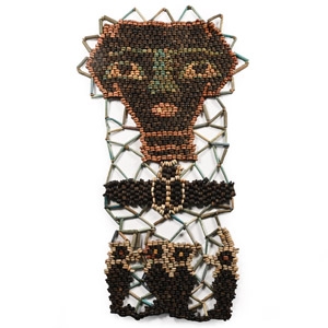 Egyptian Faience Mummy Bead Face Mask with Sons of Horus