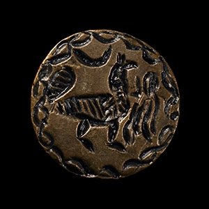 Central Asian Bronze Stamp Seal Matrix with Standing Bird