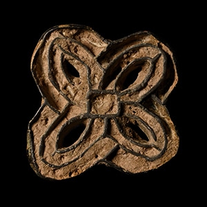 West Central Asian Bronze Stamp Seal Matrix with Rosette Cross