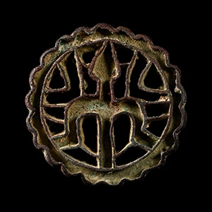 Very Large West Central Asian Bronze Stamp Seal Matrix with Standing Figure