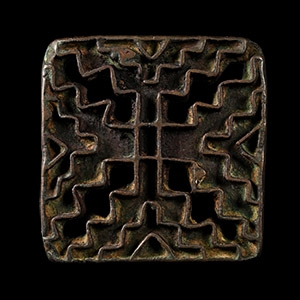 Very Large West Central Asian Bronze Stamp Seal Matrix with Stepped Cross