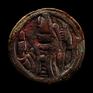 West Central Asian Bronze Stamp Seal Matrix with Warrior