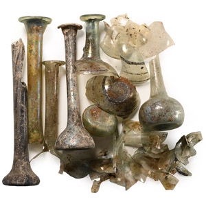 Fragmentary Roman Glass Bottle Group