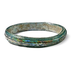 Roman Light Blue Iridescent Glass Bangle