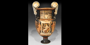 Greek Apulian Red-Figure Volute Krater with Medusa Heads and Ladies of Fashion