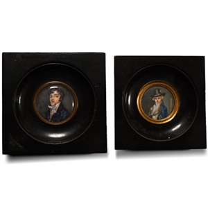 French Miniature Portrait Pair