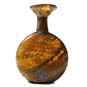 Large Roman Amber Glass Pilgrims Flask