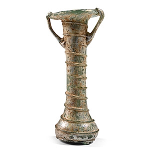 Roman Iridescent Glass Cosmetic Flask with Spiral Trail