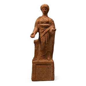 Roman Terracotta Female Figure on Pedestal Base