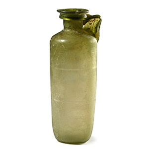 Large Roman Glass Bottle with Wheel-Cut Lines