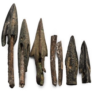 Greek Bronze Arrowheads with Original Shafts