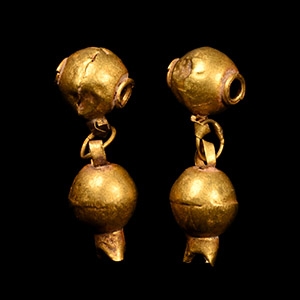 Cypriot Type Gold Pomegranate Bead Pair