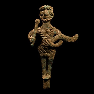 Canaanite Bronze Bearded Warrior God Holding Mace