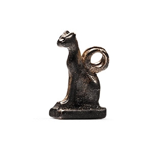 Egyptian Silver Bastet as Seated Cat Amulet